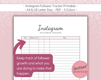 Instagram Follower Growth Tracker: Social Media Planner (A4, US Letter PDF)