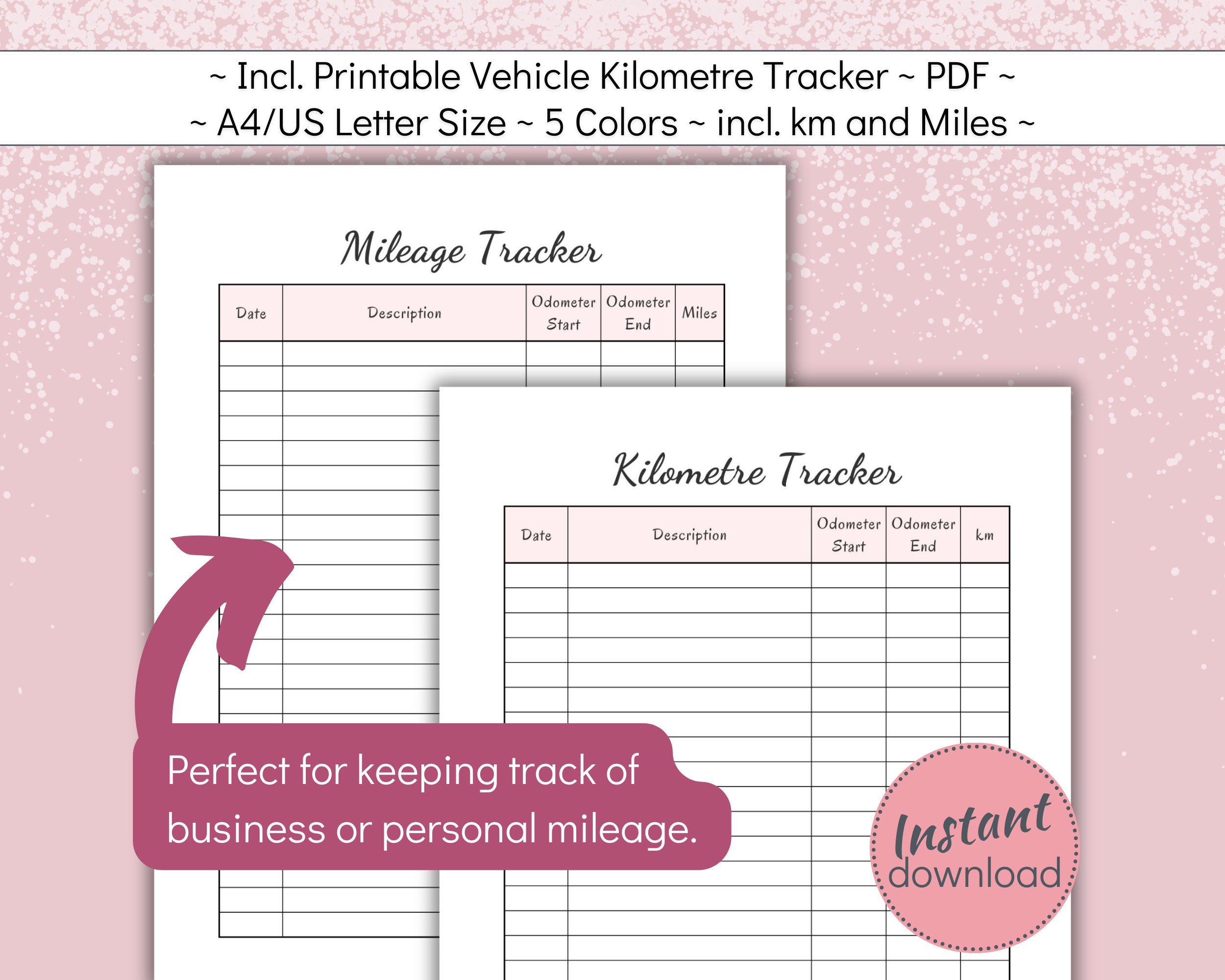 Printable Vehicle Maintenance and Expense Tracker Bundle, Car and ...