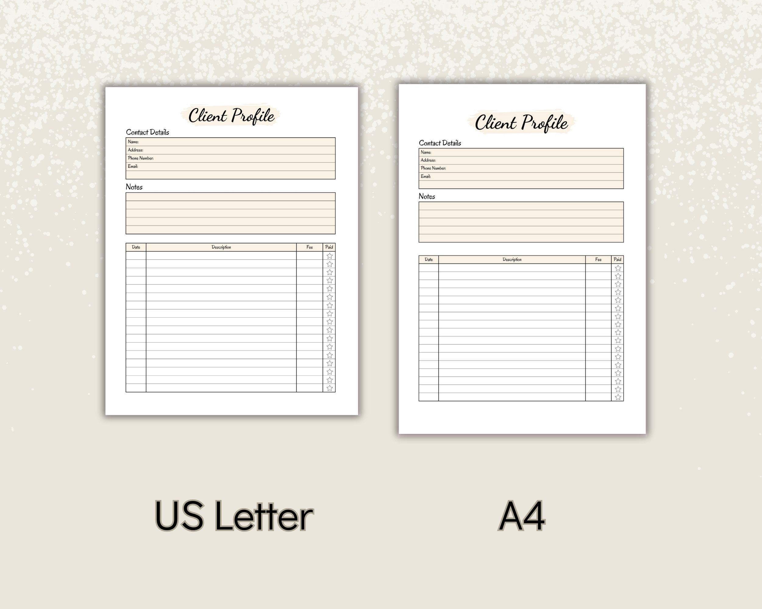 Printable Client Profile, Customer Information Sheet for Hair and ...