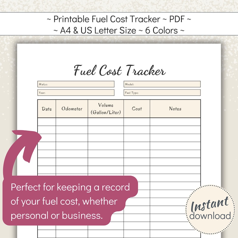 Fuel Log Template - Etsy
