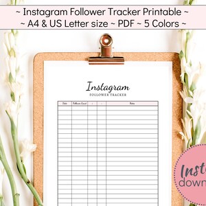 Instagram Follower Tracker Printable Social Media Subscriber - Etsy