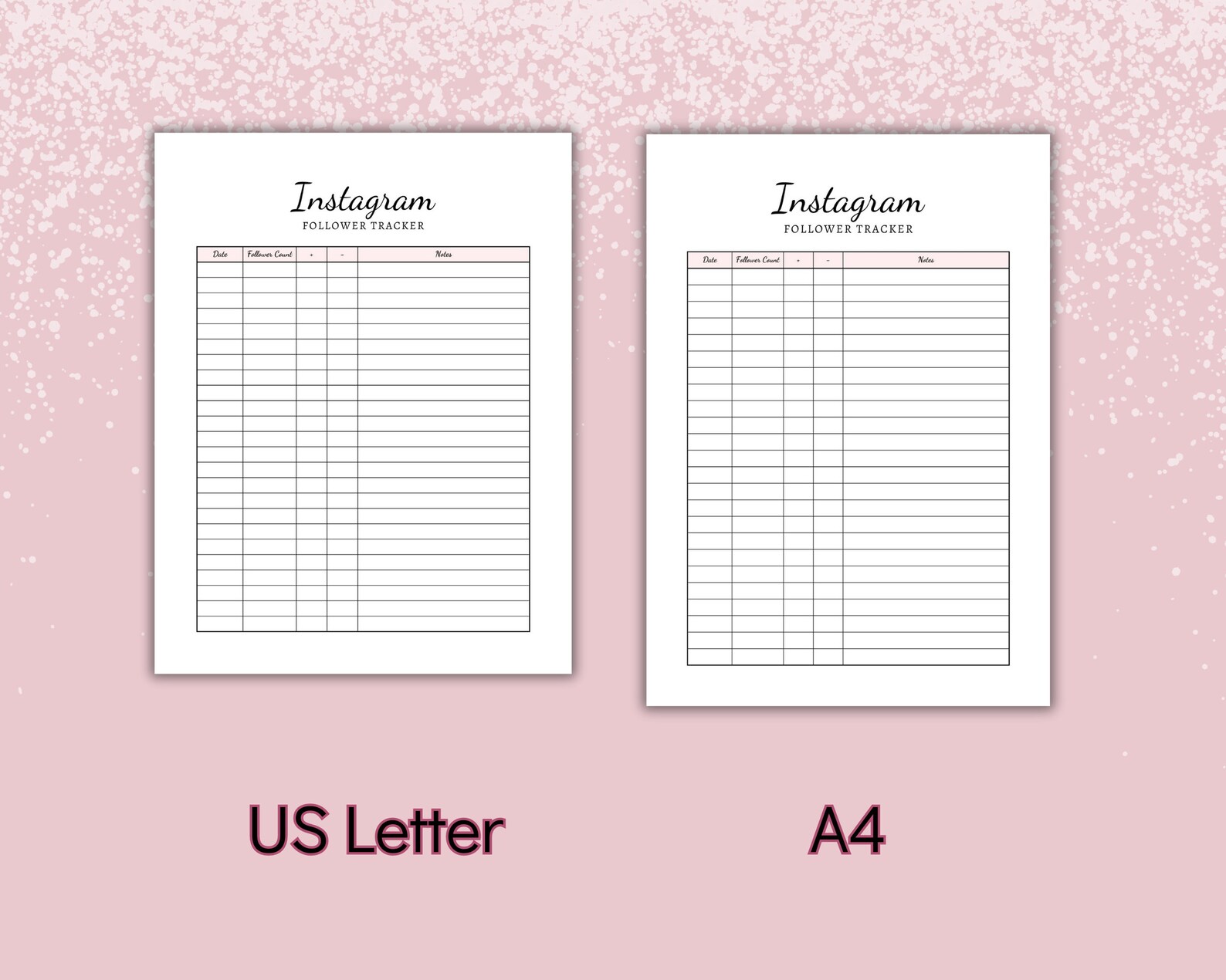 Instagram Follower Tracker Printable, Social Media Subscriber Growth ...