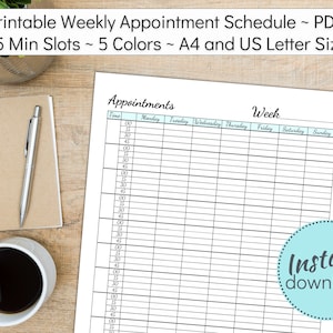 Printable Client Appointment Sheet With 15 Minute Time Slots - Etsy
