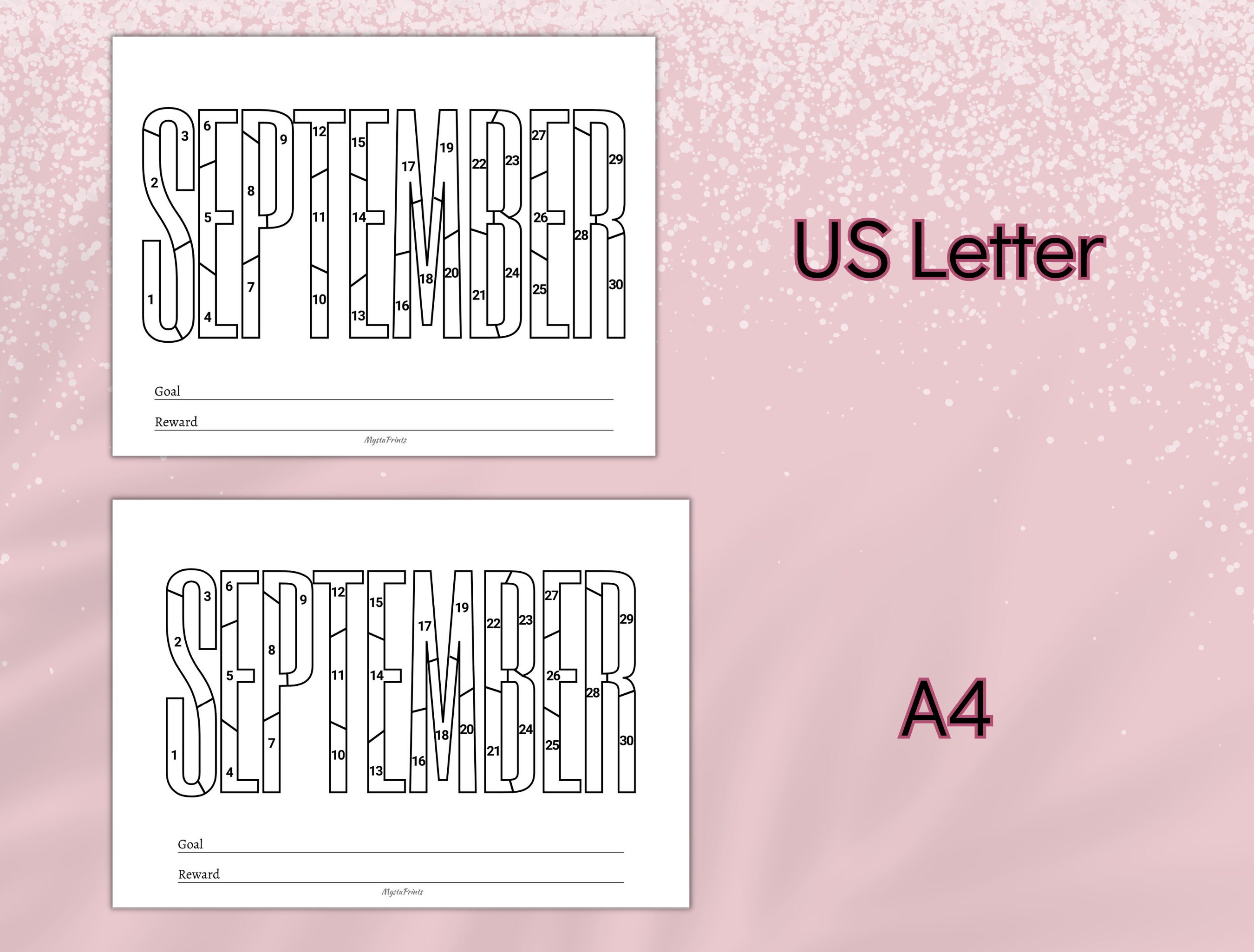 September Step Tracker Printable September Challenge Tracker, 30 Day Goal Setting Coloring ...
