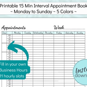 Printable Client Appointment Sheet With 15 Minute Time Slots - Etsy
