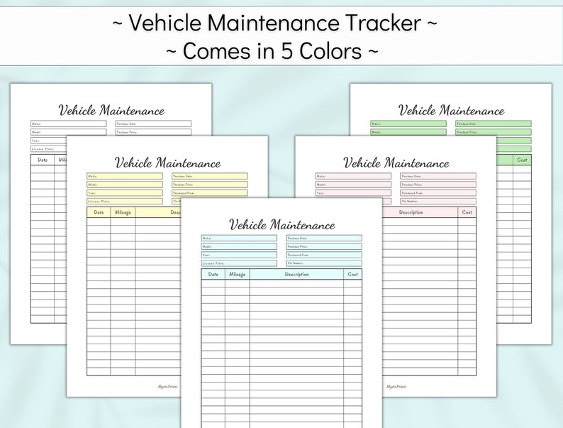 Printable Vehicle Service Tracker Car Maintenance Log Book - Etsy