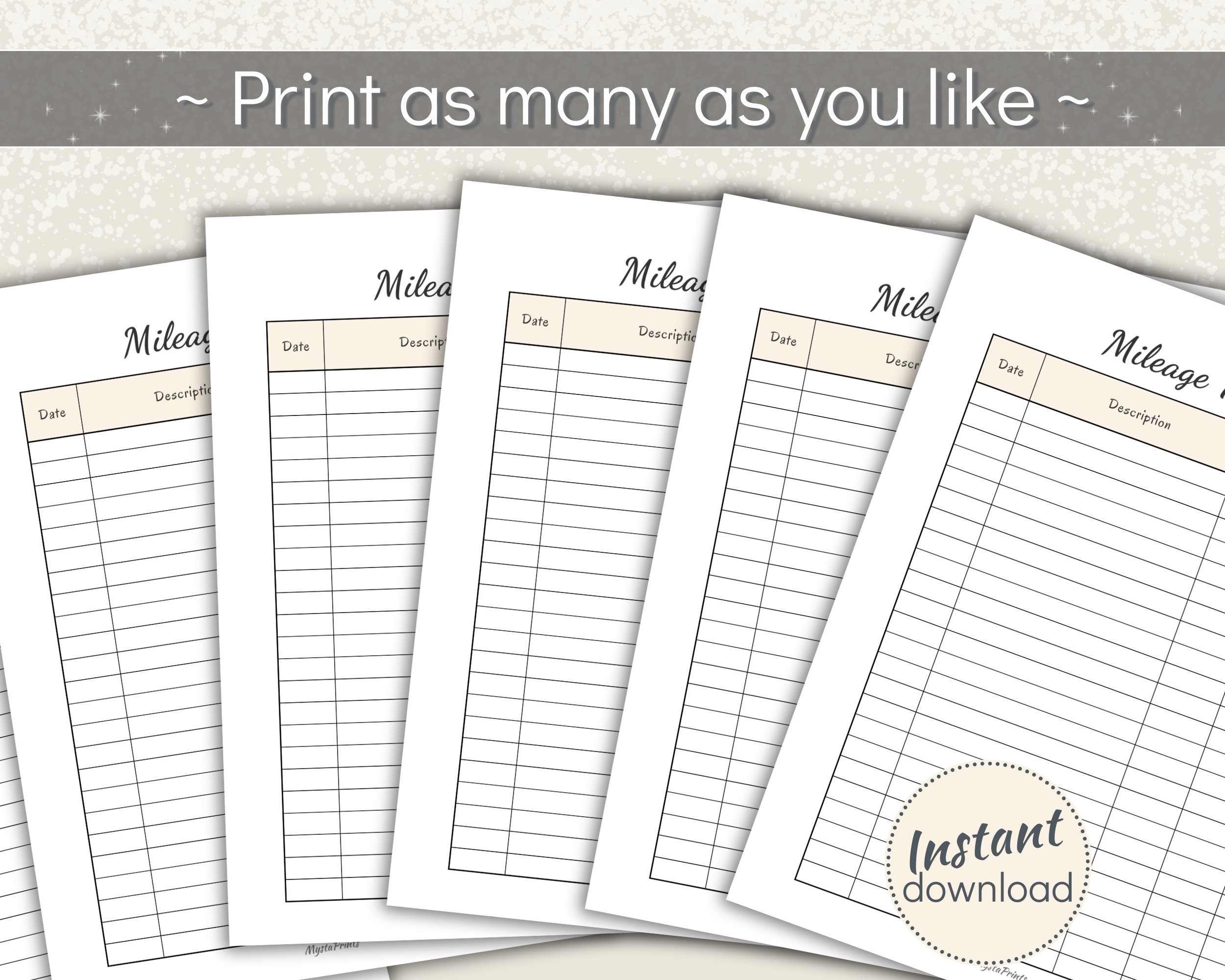 Distance Tracker Fill In Mileage Tracker Printable, Travel Distance Logbook, Business Miles Log ...