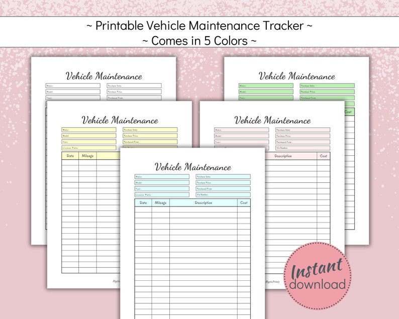 Printable Car Repairs Logbook, Vehicle Maintenance Log Book, Vehicle Service Tracker, Motorcycle