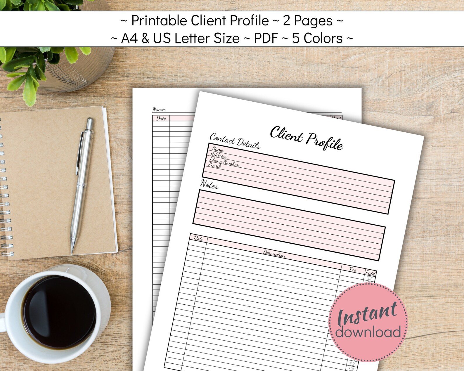 Printable Client Profile, Customer Information Sheet for Hair and