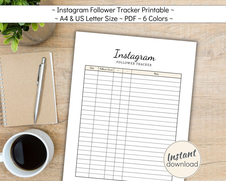 Instagram Follower Growth Tracker: Social Media Planner (A4, US Letter ...