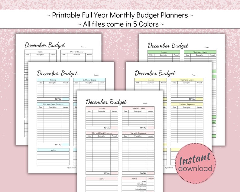 Printable Budget Planner Bundle, Monthly Income and Expense Tracker ...