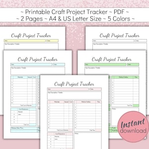 Printable Craft Project Tracker, Artisan Item Creation Planner, How to ...