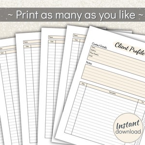 Printable Client Profile, Customer Information Sheet for Hair and ...