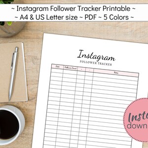 Instagram Follower Tracker Printable Social Media Subscriber - Etsy