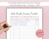 Side Hustle Income Tracker Printable, Paycheck Planner, Income Stream Log, Simple Personal Finance Template, US Letter, A4, PDF