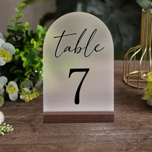 Wedding Arched Table Numbers - Custom Frosted Acrylic|Modern Calligraphy|Minimalist Decor for Wedding Reception and Parties