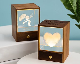 Fathers Day Gift Custom 3D the little prince Crystal Photo Night Light | Engraved Picture LED Base | Gifts for her | Unique Birthday,Wedding