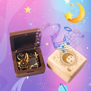 Personalized Constellation Wooden Engraved  Music Box Constellation Designs - Custom Unique Gift For Women Anniversary Gifts For Kid Her