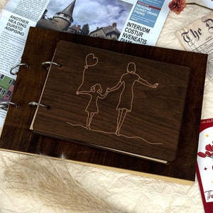 Álbum de recortes personalizado grabado para el Día de la Madre, regalo personalizado, álbum de fotos de madera, álbum de fotos para mamá y yo, regalos de cumpleaños para mamá