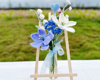 Bouquet de fleurs au crochet pour la fête des pères - Fleurs éternelles tricotées - Composition florale faite main - Cadeau pour elle - Décoration d'intérieur - Délice du jardinier