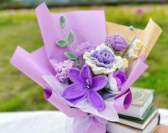 Bouquet de fleurs au crochet fait main - Cadeau parfait pour un père - Anniversaire, anniversaire, remise des diplômes et plus - Personnalisé et magnifiquement conçu