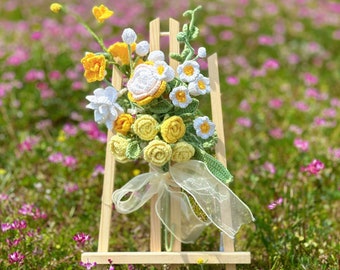 Ramo de flores de ganchillo hecho a mano para el Día de la Madre Eterno - Flores de punto para decoración del hogar o regalos - Cumpleaños perfecto, idea de regalo de aniversario
