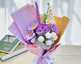Birthday gift   Handmade Crochet Flower Bouquet -Perfect Gift for Him/Her - Home Decor - Anniversary Gift - Confess Your Love with Flowers