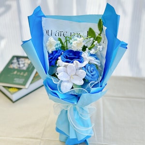 Valentijnscadeau handgemaakt gehaakt bloemboeket, zonnebloem, perfect cadeau voor hem, vriendin, oma, vrouw, moeder, afstuderen, jubileumcadeau