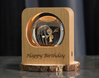Fathers Day Gift 3D Crystal Photo Custom Engraved Night Light - The Little Prince Personalized Wedding & Anniversary Gifts, LED Base