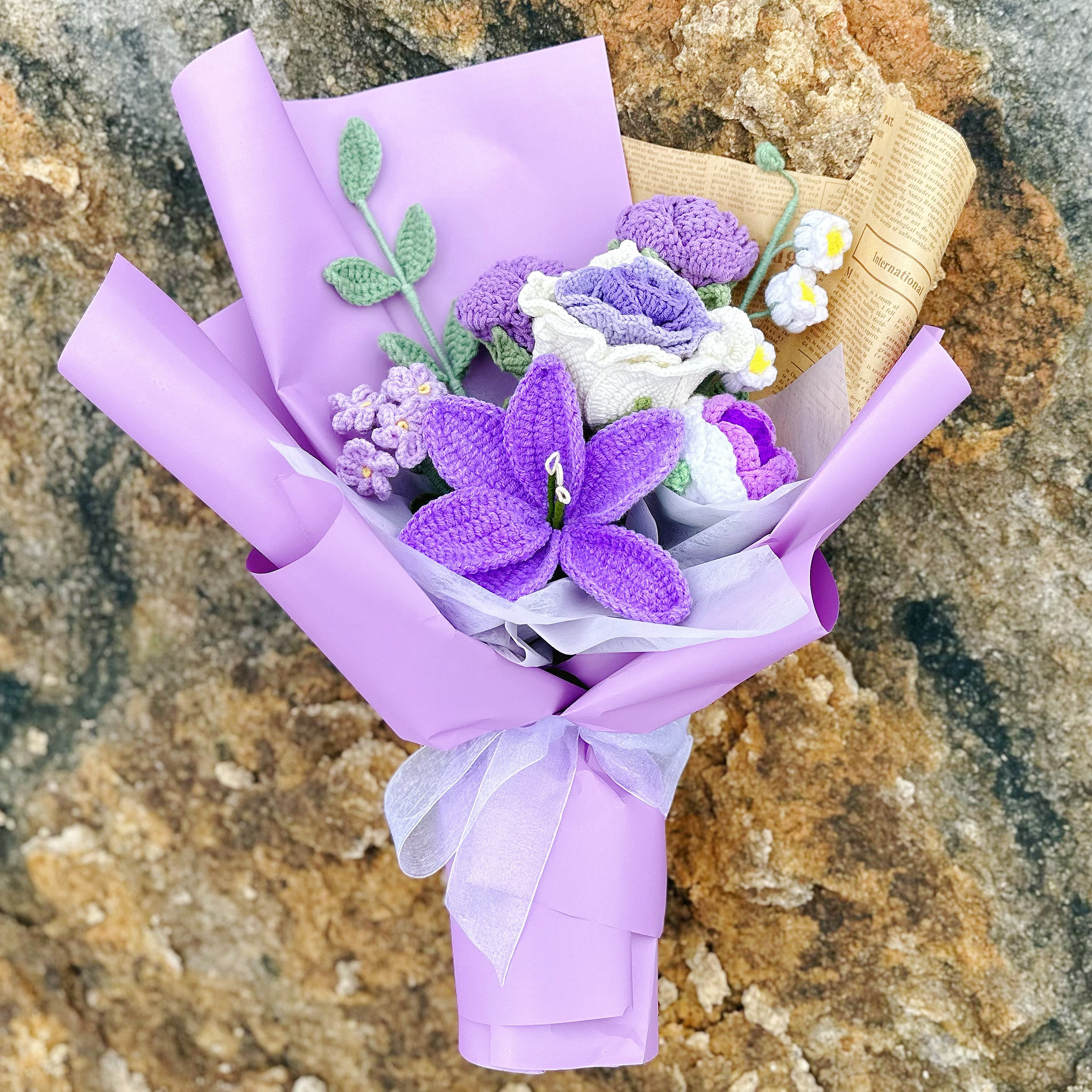 Bouquet di Fiori all'Uncinetto, Fiori Artificiali Lavorati a Maglia, Regalo di Nozze per Ospi, Fiori per Laurea, Regali per la Festa della Mamma  15