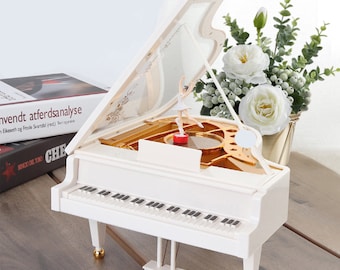 Birthday Personalized Ballerina and Piano Music Box-Vintage Grand Piano Design for Piano Lovers -Perfect Gift Anniversary gift for Her