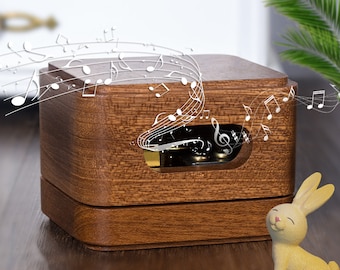 Fathers day gift Personalized Custom Wooden Engraved Music Box Top Wind-up Perfect Gift For Lover Mom Dad Anniversary Gift For Kid Her