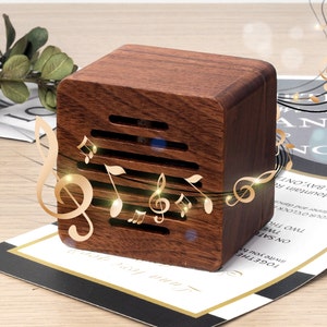 Birthday Gift  Vintage Personalized Wooden Speaker Shape Music Box Engraved Music Box Anniversary Gift Unique gift for Dad gift For Girl Her