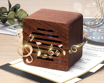 Fathers day Vintage Personalized Wooden Speaker Shape Music Box Engraved Music Box Anniversary Gift Unique gift for Dad gift For Girl Her