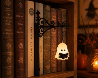 Ghost Bookshelf Lamp,Gothic Victorian Hanging Bookend,Vintage Book Nook Light,Halloween Spooky Reading Lamp,Cozy Reading Nook Shelf Decor