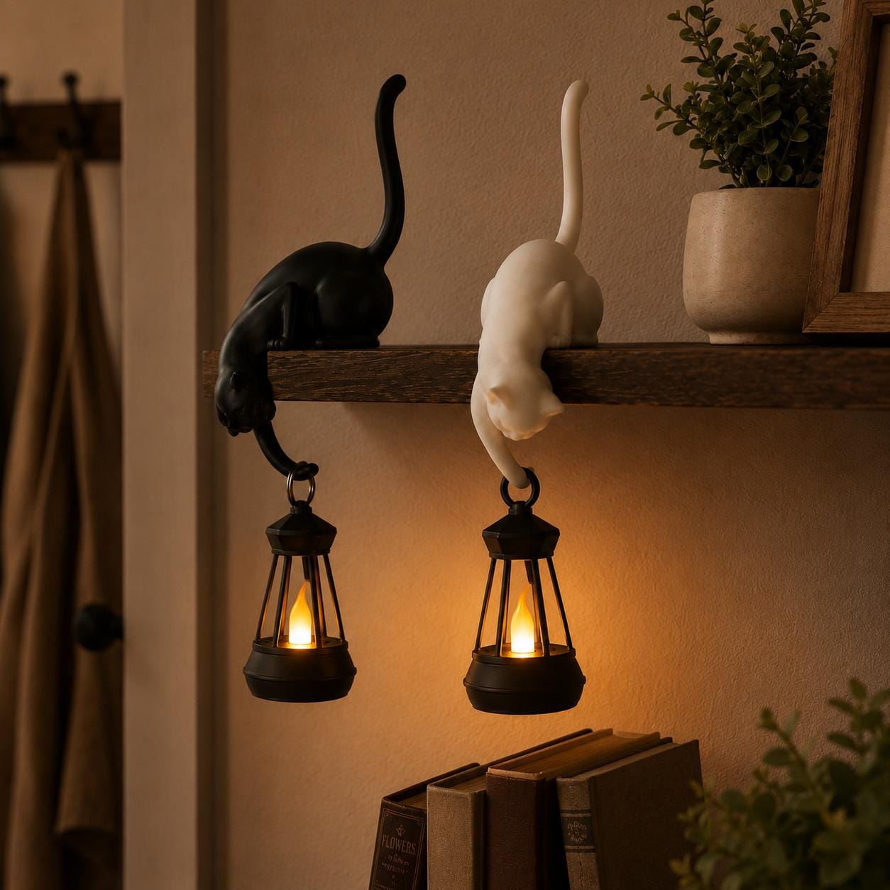 Personalized 3D Printed Cat Shelf Hook with Lamp