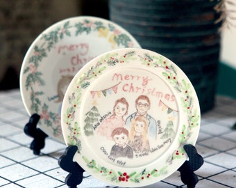 Assiette en céramique personnalisée peinte à la main - Un cadeau personnalisé unique pour la famille et les amis, de la vaisselle élégante et un souvenir de famille spécial