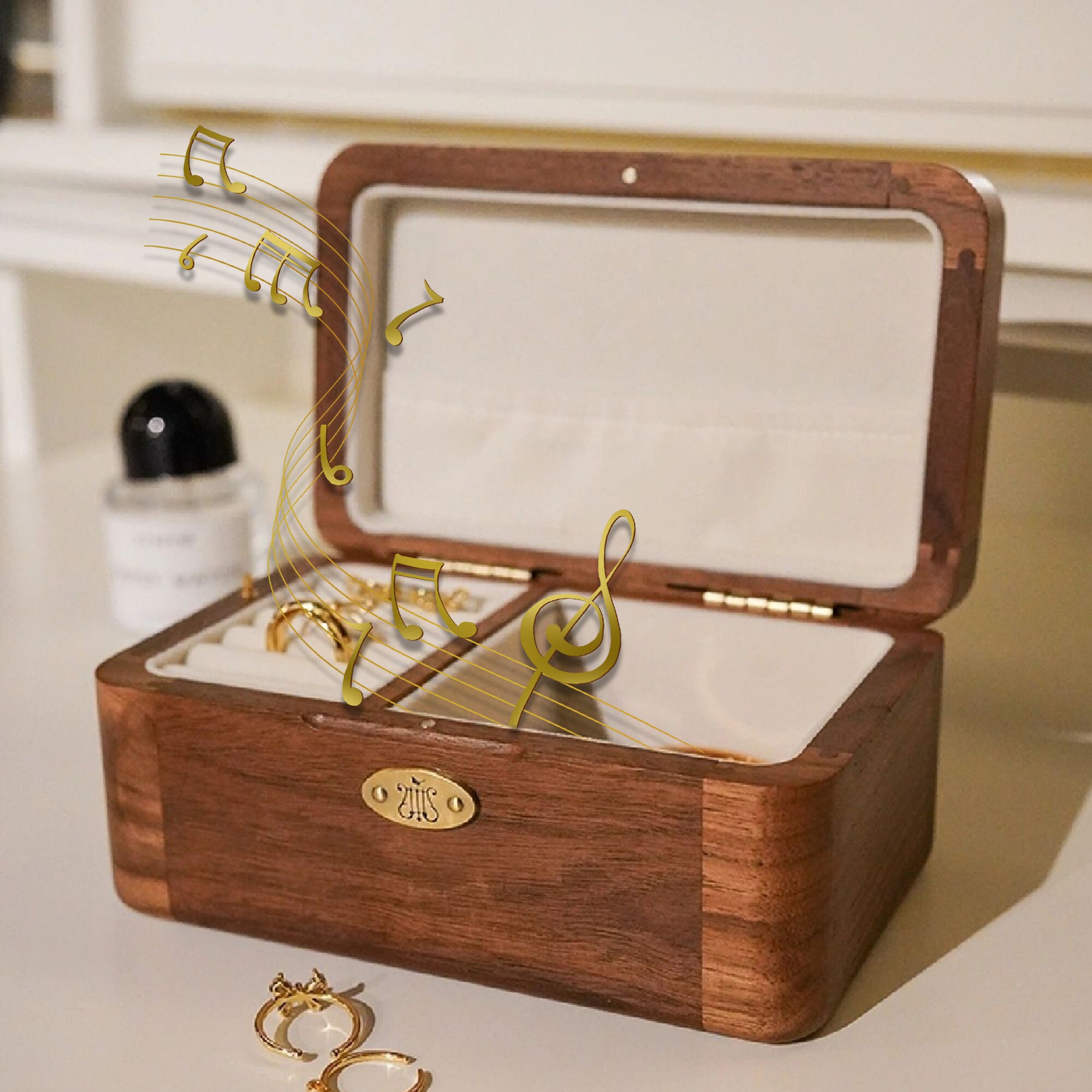 Birthday Gift  Personalized Vintage Engraved Jewelry Box, Music Box Jewelry Box Custom Jewelry Storage Box Wooden Music Box Gift for Mom Her