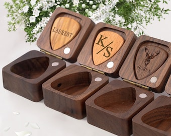 Porta plettro per chitarra in legno personalizzato - Custodia per plettro con incisione personalizzata - Regalo unico per chitarrista e musicista - regalo per la festa della mamma