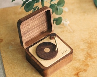 Lecteur vintage fête des pères boîte à musique en bois cadeau personnalisé boîte à musique cadeaux d'anniversaire personnalisés boîte à musique pour garçon fille pour amoureux pour femme