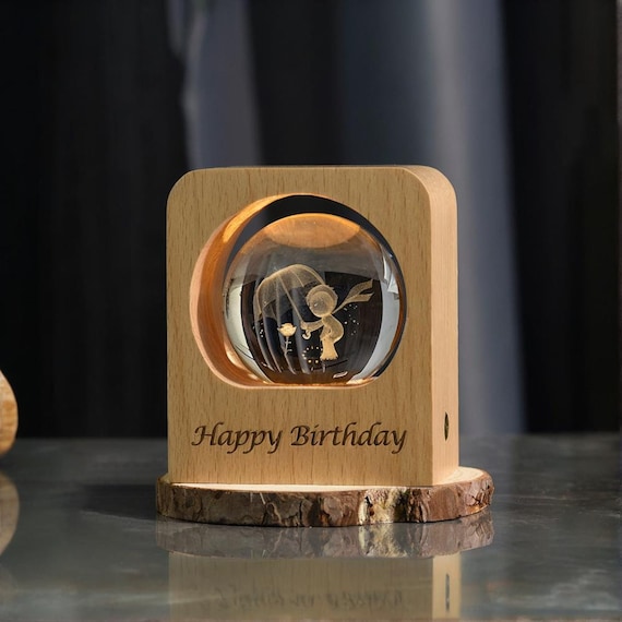 Fathers Day Gift 3D Crystal Photo Custom Engraved Night Light - The Little Prince Personalized Wedding & Anniversary Gifts, LED Base