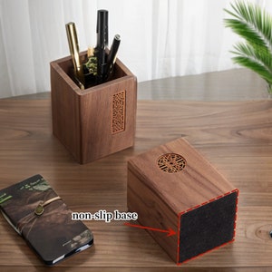 Custom Engraved Wood Pen Holder Personalized Desk Organizer and Pencil Cup Ornament-Mentor Gift mothers day gift gift for mom zdjęcie 2