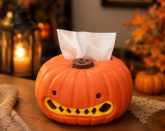 Creative Pumpkin Tissue Box Cover, Cute Cartoon Pumpkin Decor, Halloween Home Accent, Novelty Tissue Holder, Cozy Seasonal Decoration