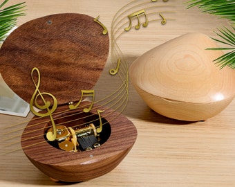 Mothers day Shell-shaped wooden personalized gift music box engraved custom music box creative music box Unique gift for Mom gift for her