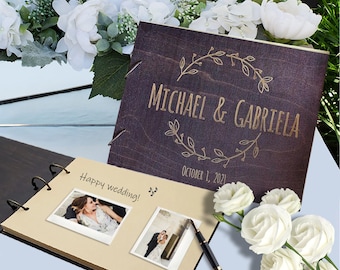 Wooden Wedding Guest Book - Custom Airbnb, Graduation, Polaroid & Instax Photo Guestbook - Unique Wedding Favor