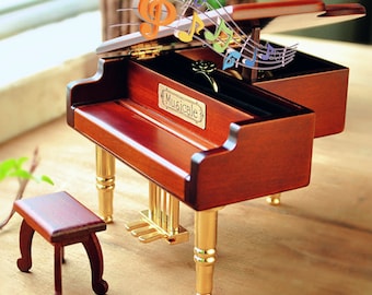 Birthday Gift Custom Piano Music Box Wooden Engraved Music Box Custom Wedding Ring Box Personalized  Anniversary Gift Piano Teacher gifts