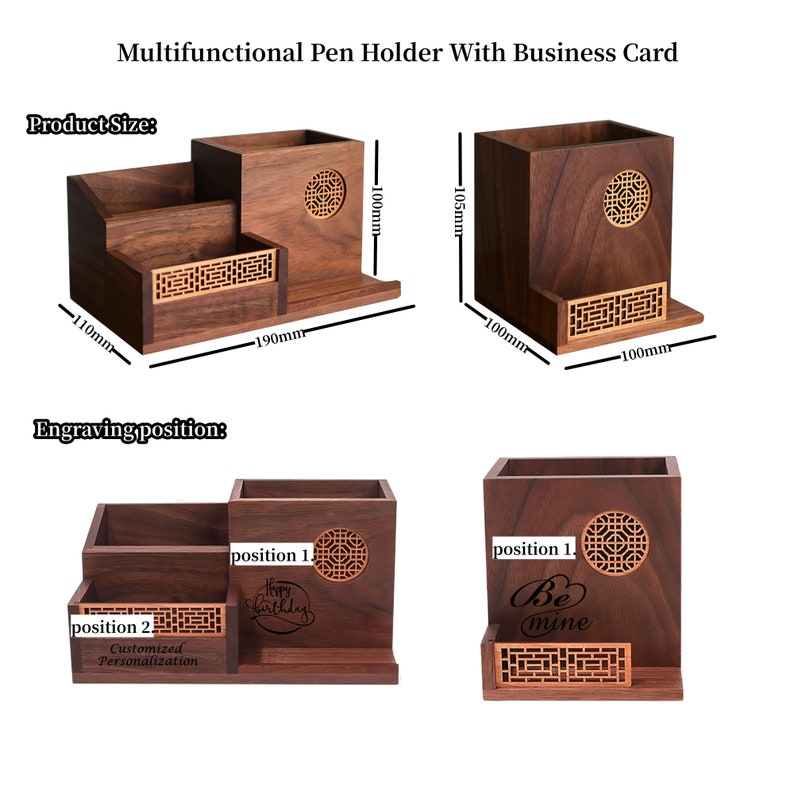 Christmas Desk Organizer & Business Card Holder,walnut Fountain Pen