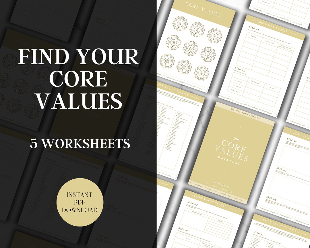 Core Values Worksheet || Printable Digital Planner | Organisation ...