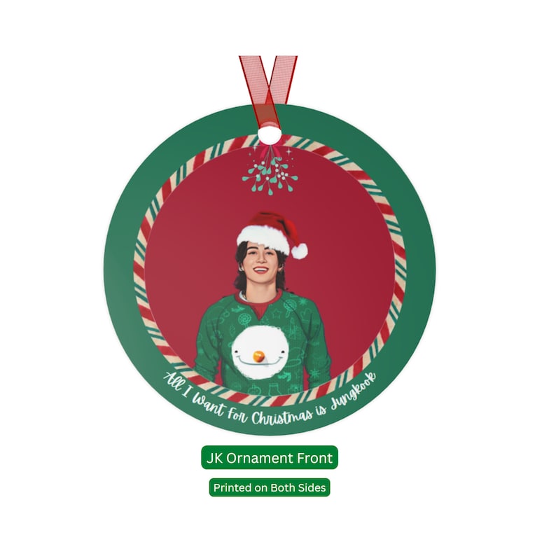 BTS Jungkook Christmas Ornament Printed on Both Sides BTS - Etsy