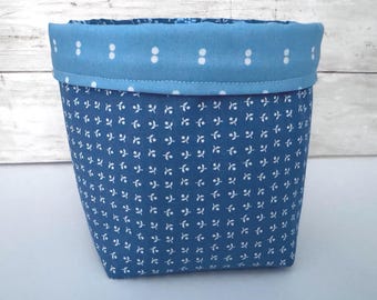 Reversible Fabric Basket  with Fold-Over Cuff, Moda Blueprint Collection